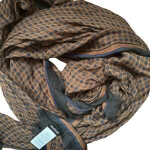 Madewell rectangular scarf cashmere blend brown and blue